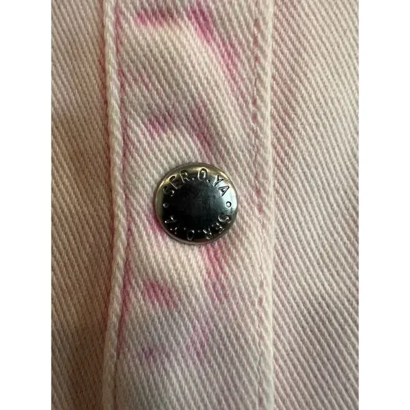 #298 NWT SER.O.YA Mariel Denim Button-Front Shirt Jacket Pink Size Small a298
